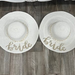 White gold glitter bride sunbathing hat